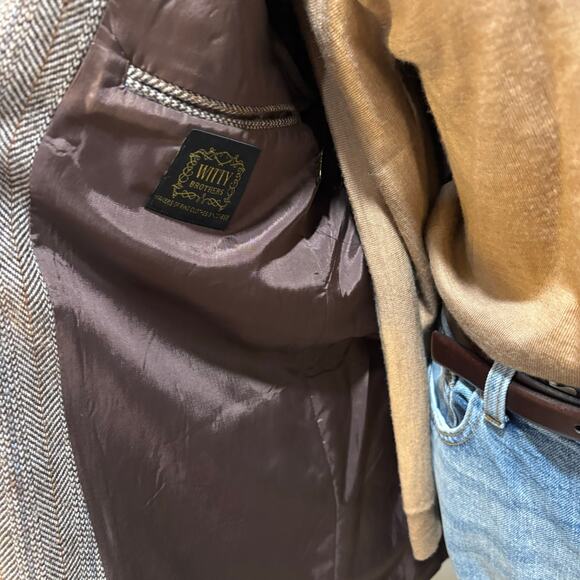 Vintage Witty Brothers herringbone wool blazer, brown and cream, men’s size 42 - Picture 6 of 7